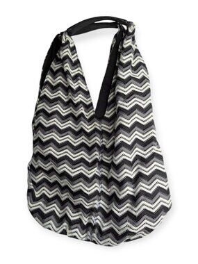 Black and White Knit Chevron Hobo Style Bag